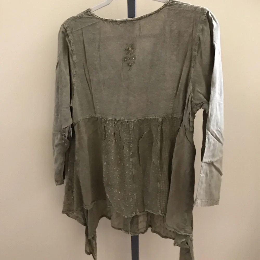 Young Threads Olive Embroidered Women's Top - Picture 2 of 8
